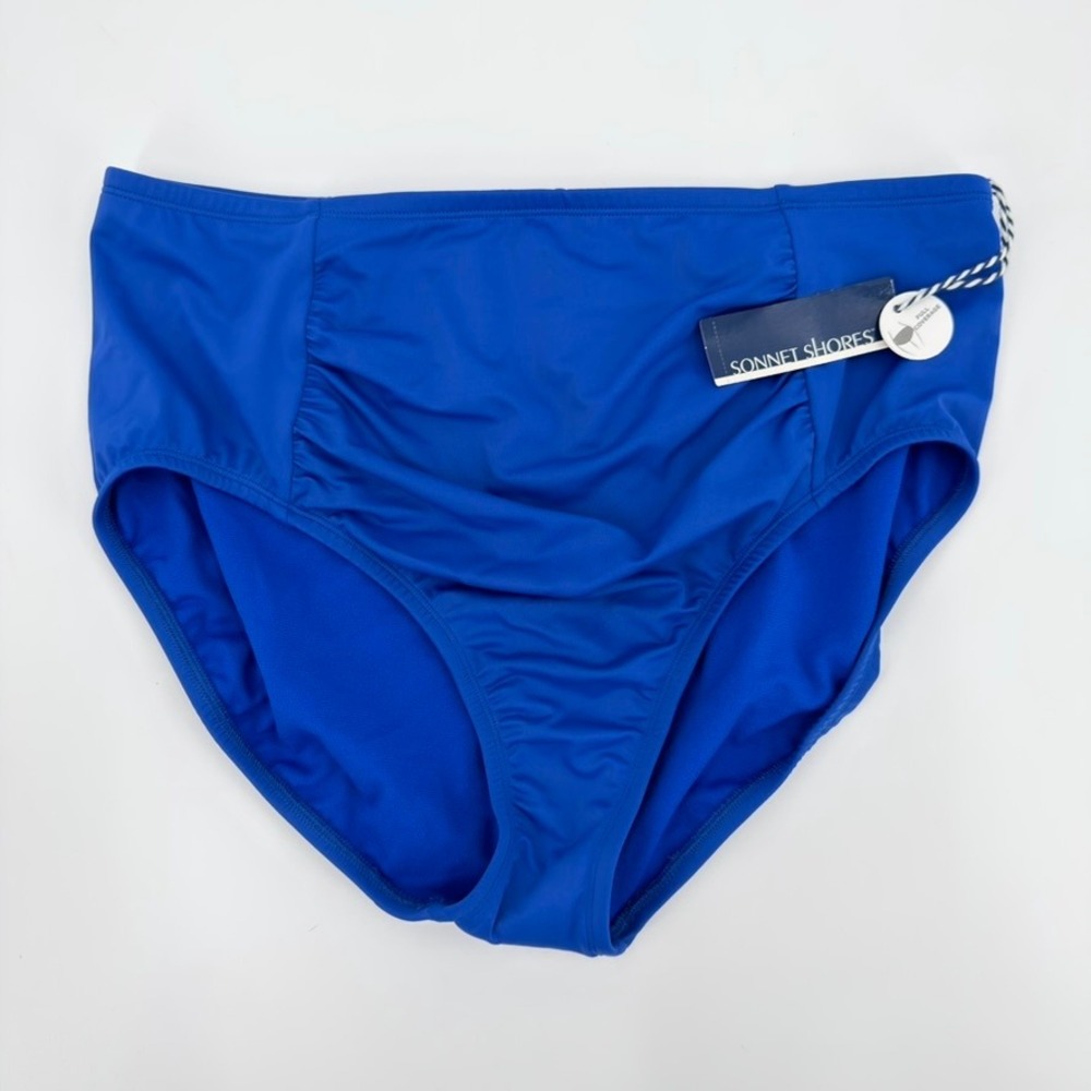 Sonnet Shores Womens High Rise Ruched Full Coverage Swim Bottoms Royal Blue 16